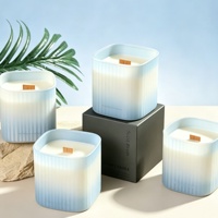 Bougie parfumée carrée en céramique avec mèche en bois, cire de soja naturelle, huile essentielle, cadeau de mariage pour décoration - Grande Vente