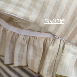 1CM di tessuto a strisce di lino di lino di natura <span class=keywords><strong>federa</strong></span> <span class=keywords><strong>con</strong></span> cuciture di tubazioni/ - Product Image 6