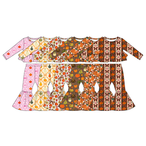 Pantalons cloche décontractés personnalisés pour filles avec nœuds citrouille, tenues d'automne pour tout-petits, vêtements pour bébés, vente en gros, prix d'usine, mode - Product Image 2