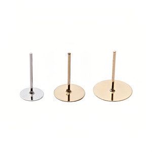 Flat Round <b>Earring</b> <b>Posts</b> Gold Silver Plated Iron For <b>Earring</b> Making Jewelry Findings DIY Components - Product Image 5