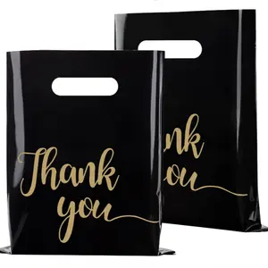 Sacchetti della spesa in plastica fustellati personalizzati sacchetti della maniglia fustellati grazie per lo Shopping di piccole imprese