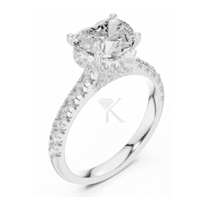 Bague de fiançailles en forme de cœur en or jaune avec halo de diamants caché, bague de promesse pavée, bijoux de mariée élégants, cadeau pour femme - Product Image 4