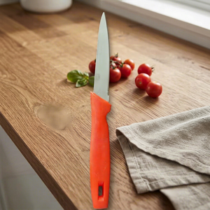 Cuchillo de Cocina de Acero Inoxidable de Primera Calidad, Mango de Plástico Naranja, Hoja Extra Afilada para Pelar Frutas, Cortar Verduras y Uso en la Cocina - Product Image 1