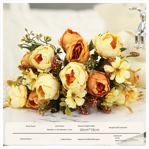 Hoa cưới giả làm bằng tay phong cách Bohemian, chất liệu lụa nhân tạo, mô phỏng hoa mẫu đơn, bền lâu, thân thiện với môi trường. - Product Image 5