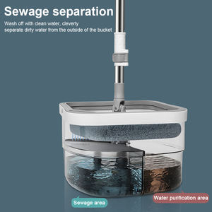 Seau à serpillière rotatif à 360° avec séparation de l'eau, serpillière carrée mains libres pour le nettoyage des sols, serpillière humide et sèche pour la maison, les coins et les fenêtres - Product Image 5