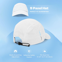 Casquette de course respirante à 5 panneaux avec logo personnalisé pour hommes et femmes, perforée au laser, protection UPF 50+, blanche, style camp