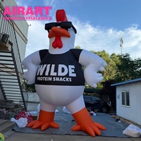 Mascotte de poulet gonflable de couleur personnalisée, personnage de dessin animé pour la publicité et la décoration de la devanture d'un restaurant de poulet frit