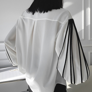 TWOTWINSTYLE <span class=keywords><strong>Bluse</strong></span> <span class=keywords><strong>Eleganti</strong></span> da Donna con Maniche a Lanterna, Colori Contrastanti, Top Casual Autunnali - Product Image 4