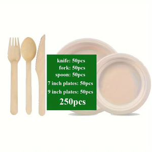 Classico cibo da tavola in fibra di bambù ecologico Set-rifornito monouso piatto degradabile cene genuine - Product Image 2