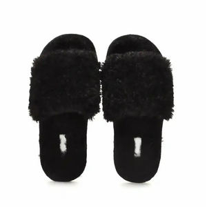Pantoufles confortables à bout ouvert hiver intérieur extérieur maison dames moelleux diapositives en peluche fausse fourrure pantoufles pour femmes - Product Image 3