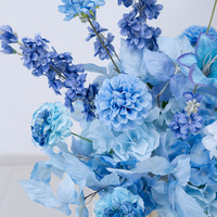 Nouvel ensemble floral artificiel en soie bleue pour la décoration de mariage, la mise en scène de bienvenue et les accessoires de photographie