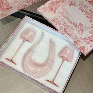 Decantador de Vino Rosa y Juego de Copas, 3 Piezas, Decantador en Forma de U y 2 Copas de Vino, Juego de Regalo en Caja para Boda - Product Image 3