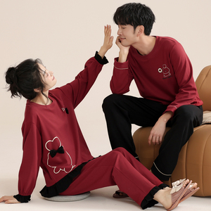 <strong>Couples</strong> Pajamas Set Spring Men's Long Sleeve Cotton High Quality Casual Sleepwear Women's Soft Breathable Family <strong>Pyjamas</strong> 2 Sets - Product Image 6