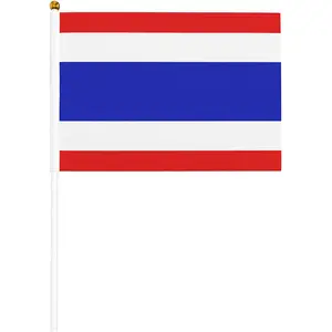 批发泰国泰国热修剪手摇迷你国旗5.5x8.2in，用于PVC塑料杆装饰