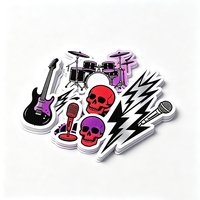 Autocollants Punk Rock Haoxuan en PVC Blanc Vinyle pour Guitare, Batterie, Microphone, Crâne, Éclairs – Graphiques Mat, Imperméables et Résistants à l'Usure