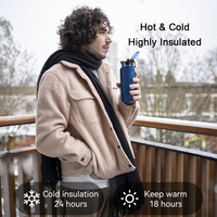 Bouteille filtrante à eau portable en acier inoxydable avec logo personnalisé, gourde isotherme sous vide pour camping et randonnée, avec paille