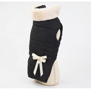 diseño negro 2 piernas mejor calidad cálido cachorro chaleco chaqueta con cuello de piel, perros pequeños perros caliente ropa - Product Image 6
