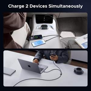 Câble USB C UGREEN 140W 6,6 pieds 2 en 1 USB C vers USB C Câble de charge rapide Câble de données USB tressé en nylon pour <span class=keywords><strong>iPhone</strong></span> Galaxy - Product Image 2