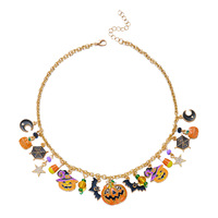 Halloween Fruit Pompoen Hanger Ketting Legering Cartoon Sleutelbeenketting Eigenzinnige Nieuwigheid Feestsieraden met spinnenthema