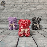 TC 25cm personnalisé PE mousse fleur artificielle ours en peluche Rose décorations de mariage saint valentin fête des mères cadeaux cravate-teinture Rose ours