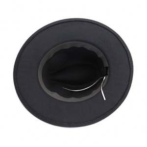 Sombrero Fedora de Ala Ancha para Mujer X3047, Sombrero de Cuero Sólido con Gorra de Lana Estilo Jazz, Decoración con Cuerda - Product Image 3