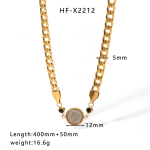 Collier en acier inoxydable plaqué or 18 carats, pendentif rond vintage portrait <span class=keywords><strong>Maya</strong></span>, chaîne épaisse, colliers exagérés pour la clavicule - Product Image 4