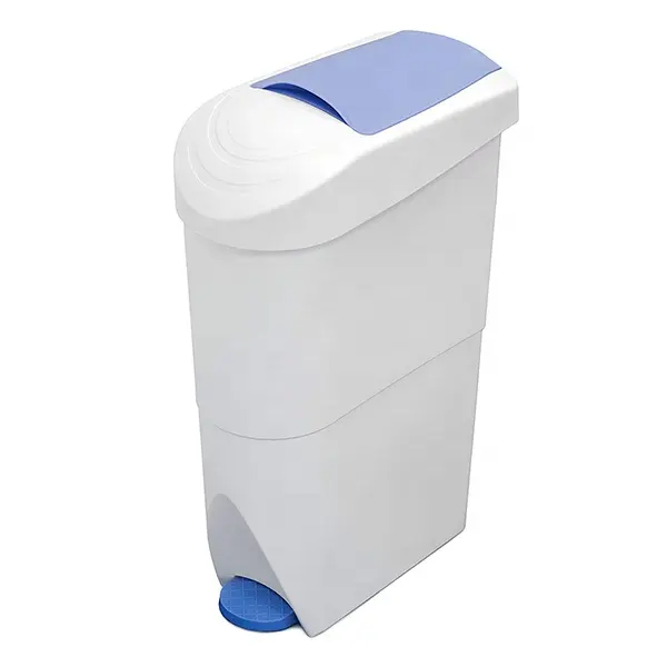 Blue & White Sturdy ABS Plastic 19 Liter sanitary bins foot pedal hygiene bins