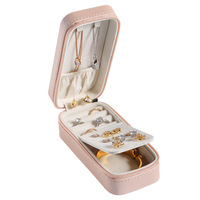 Boîte à bijoux portable de voyage en cuir PU de luxe miniature avec fermeture éclair – Vente en gros