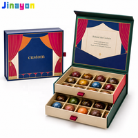 Boîte cadeau en chocolat sur mesure à deux étages, boîte en papier rigide imprimée en couleur, emballage de luxe pour confiserie