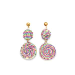 ต่างหูแฟชั่นทรงหยดน้ำ สแตนเลส 316L ชุบทอง PVD ทนทาน ดีไซน์เกลียวหลากสี - Product Image 1