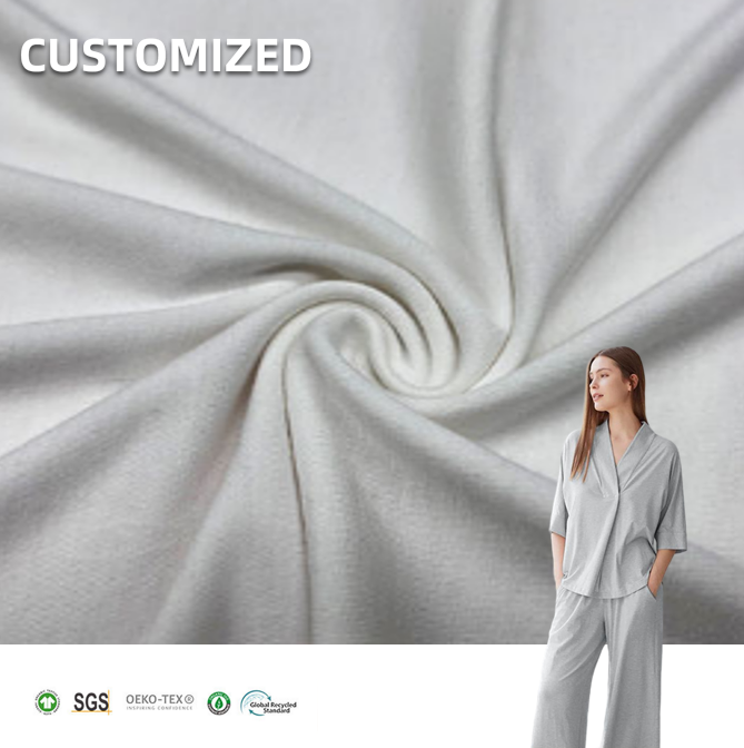 Gots Certified Eco-friendly 150gsm 70% Organic Cotton 30% Mint Viscose Jersey Fabric for Tshirts