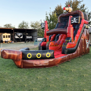 Tobogán acuático inflable de grado comercial con forma de barco pirata para fiestas de verano infantiles en el patio trasero. - Product Image 4