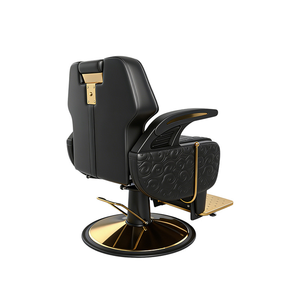 Black and gold hair salon chair with embossed and carved <b>soft</b> cover specially designed for rotating and height-adjustable hair - Product Image 2