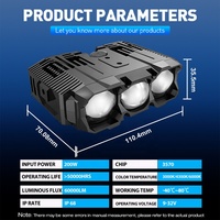 Xenplus GM01 60000LM Lampe LED haute luminosité 3 couleurs avec télécommande, projecteur de calandre, étanche IP68, lampe tout-terrain universelle