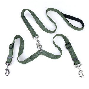 360 girevole senza groviglio doppio guinzaglio riflettente in Nylon doppio filo guinzaglio per cani con manici per due cani - Product Image 1