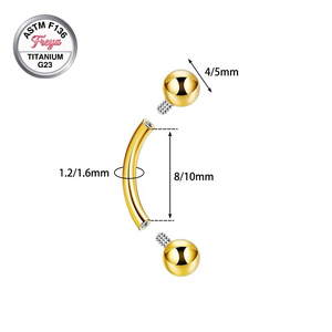14G16G Bijou de piercing corporel barbell incurvé en Titane F136 pour Nombril, Sourcil, <span class=keywords><strong>Mamelon</strong></span>, Oreille, Daith, Rook, Langue, Anneau et Stud - Product Image 6