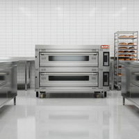 Nouveau four de boulangerie professionnel électrique automatique numérique portable à double étage en acier inoxydable pour la cuisson de gâteaux et de pâtisseries