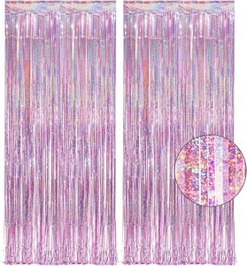 Laser <strong>Purple</strong> Square Curtain Foil Tinsel Metallic Fringe <strong>Party</strong> <strong>Decorations</strong> for Christmas and Diwali Birthday Celebrations - Product Image 1