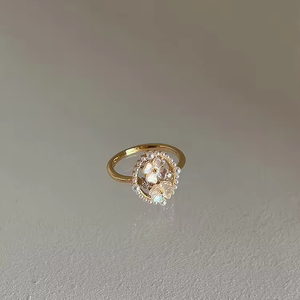 Cubic Zircon <b>Opening</b> <b>Rings</b> Finger <b>Ring</b> Fashion Jewelry Gold Plated Shiny CZ Stone Stainless Steel Alloy Retro Trendy Women - Product Image 5