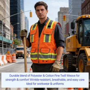 Chaleco de Seguridad de Alta Visibilidad Personalizado al por Mayor, Resistente, con Bolsillos, ANSI Clase 2, Reflectante, para Topógrafo, <span class=keywords><strong>Trabajo</strong></span> de Construcción - Product Image 3