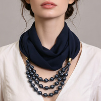 Écharpe-collier 3 couches de perles 2-en-1 en polyester, pièce maîtresse pour femme pour les soirées