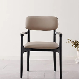 <span class=keywords><strong>Fauteuil</strong></span> de salle à manger moderne en bois de frêne massif avec assise en similicuir rembourré pour usage domestique/restaurant (Koweït, EAU, Australie) - Product Image 3