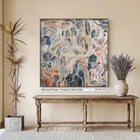 Cuadro Decorativo de Pared Grande, Diseño Botánico Abstracto Minimalista Moderno, Estilo Marroquí, Lino Ecológico Premium, Original de Alta Definición