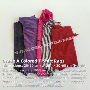 Trapos de camiseta reciclados de colores para uso en taller, trapos 100% algodón para limpieza y secado. - Product Image 2