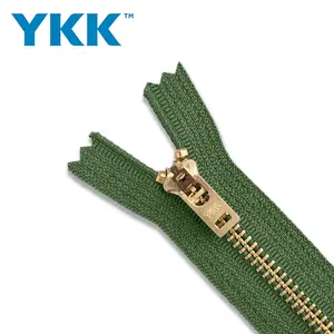 YKK 5 # Zipper de metal para bolsas jeans Zipper de latão antigo Zipper de 7 polegadas Zipper de jeans de ponta fechada (Marinha-latão)
