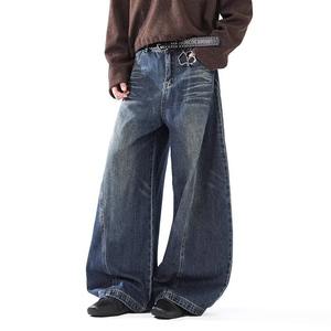 American Retro Washed Denim <b>Jeans</b> for Men Low Waist Straight Loose Scimitar Wide-Leg Stylish High-End Pants Trendy Versatile - Product Image 5