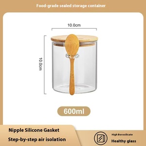 Tarro de vidrio de almacenamiento con tapa Contenedor multiusos <span class=keywords><strong>para</strong></span> <span class=keywords><strong>cocina</strong></span> <span class=keywords><strong>para</strong></span> comida Té Dulce Condimento con cuchara Organizador de <span class=keywords><strong>cocina</strong></span> - Product Image 6