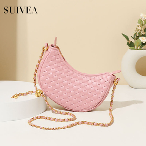 กระเป๋าถักสะพายไหล่สายโซ่สีทองขนาดเล็กงานสานแฮนด์เมดกระเป๋าสะพายไหล่คาดลำตัว - Product Image 3