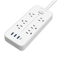 Prise d'extension industrielle de haute qualité multiprise 6 prises Ports USB type-c IP21 évalué 1050J Protection contre les surtensions câble de 1.5m