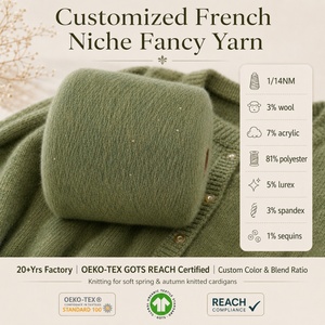 Filato Fantasia Spazzolato Stile <span class=keywords><strong>Vintage</strong></span> 1/14NM con 3% Lana, Lurex Scintillante e Paillettes per Abiti Eleganti e Maglieria - Product Image 1
